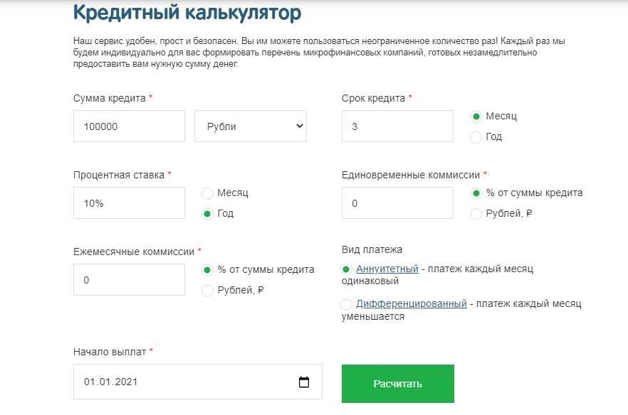 Автофинанс банк калькулятор кредита